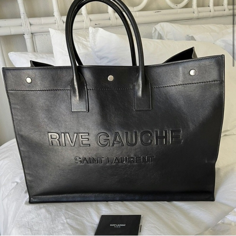 Saint Laurent Rive Gauche leather tote -YSL-unisex-black